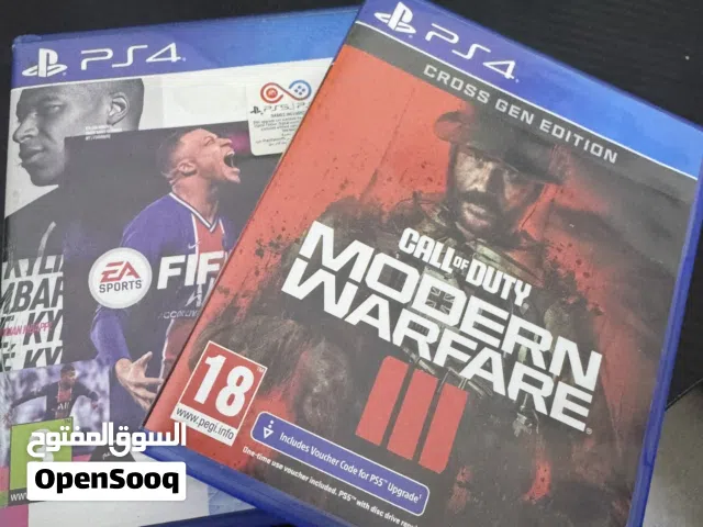 شريطين بلاستيشن 4  CALL OF DUTY MODREN WAR و FIFA 21 للبيع