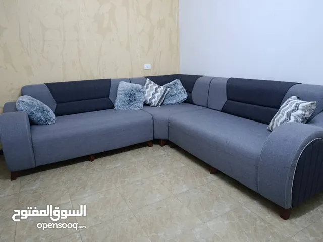 اثاث غرفه جلوس زاوية حرف ال اللون رمادي