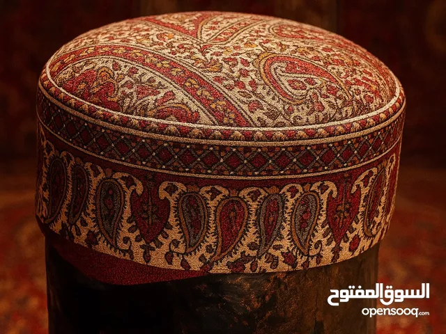 قبعة تقليدية فاخرة مصنوعة يدويًا من قماش كليم الإيراني المزخرف
