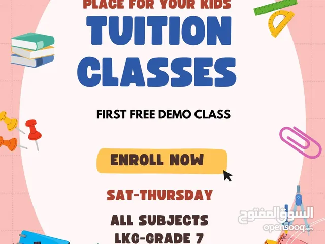 Tuition classes lkg-grade 7 All subjects Saturday-Thursday