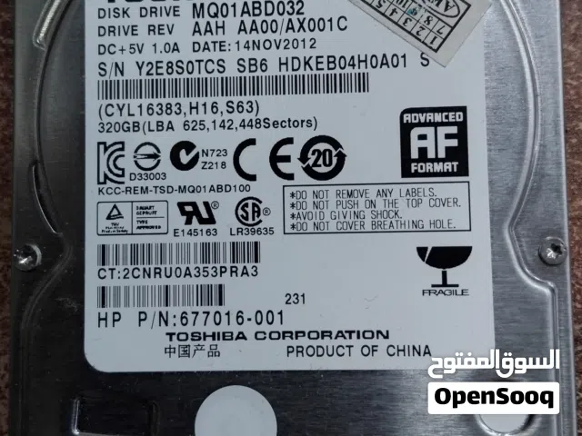 هارد دسك داخلي توشيبا للابتوب بسعة 320 جيجا - 320GB TOSHIBA LAPTOP HDD HARD DISK