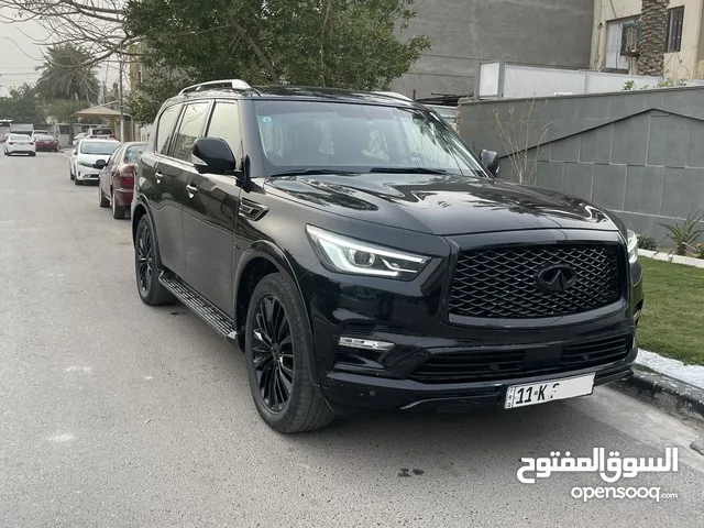 انفنتي QX80 2019 خليجية بعدها جديدة مكفولة بدون ضرر فول مواصفات مغلفة حماية دواخل جلد احمر