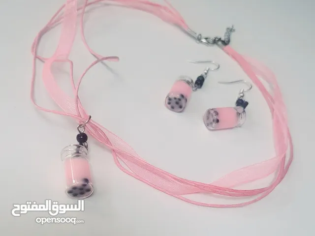 Bubble tea necklace earrings