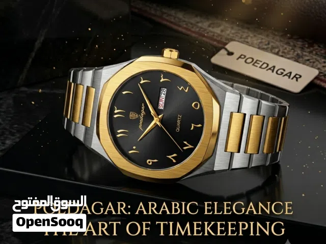 Podegar Men's Luxury watch Black,Gold metal silver