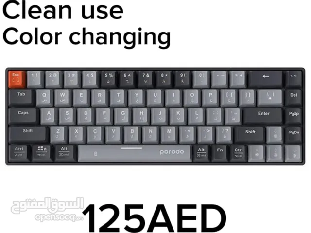 Porodo 68-Keys Wireless Mechanical Keyboard (English/Arabic) - Gray