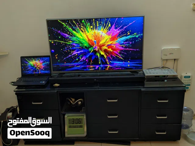 Full Set - TV stand, LG 43 TV, Samsung Laptop Notebook, Samsung Sound Bar