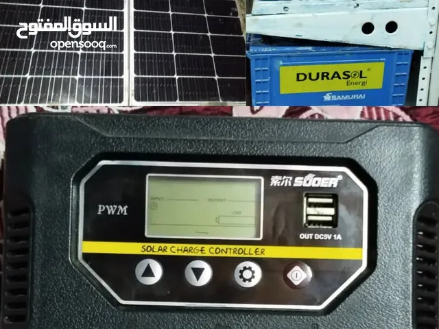 بطاريتيين ابو 100 امبير ومنظم ولوحين طاقة شمسية مستخدم للبيع بسعررر عرررطة