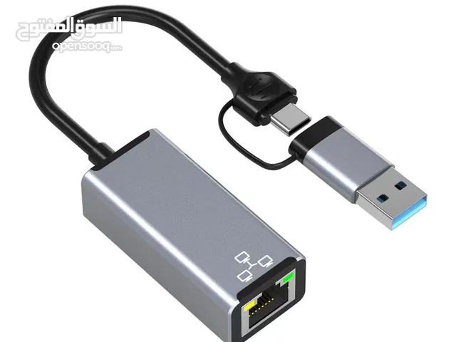 تحويلة هاتف او لابتوب من USB - Typ-C إلى ايثرنت شبكة 2in1 USB C to network port RJ45