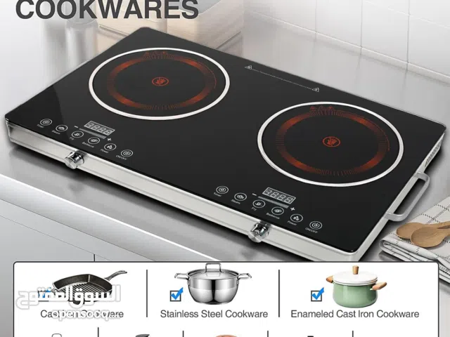 طباخ ليزر زجاجي حراري بـ شعلتين وشاشة LED قوة 3700 واط لكل شعلة ماركة B National غاز كهربائي سيراميك