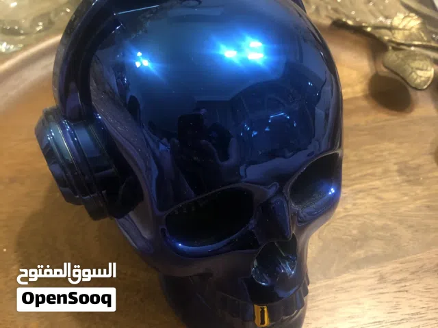 سماعة سبيكر بلوتوث شكل جمجمة ازرق نيكل