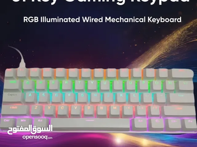لوحة مفاتيح ميكانيكية ب 60% RGB Blue switches فيها أكثر من 10 Rgb modes و جديدة مع الصندوق