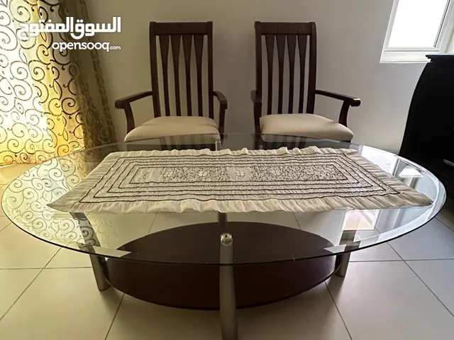 Stylish Glass Coffee Table with Chairs