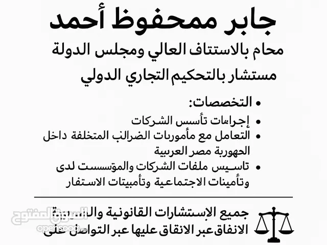 محامي بالاستئناف العالي ومجلس الدولة بنقابة المحامين