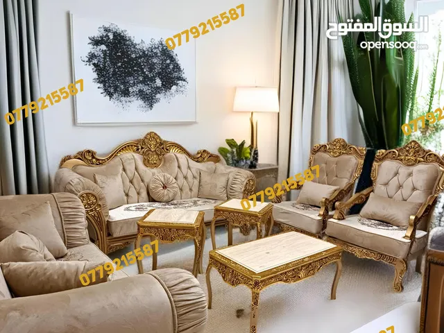 طقم كنب مصري دمياطي مستورد خشب زان كامل وسفنج ضغط عالي 7 مقاعد