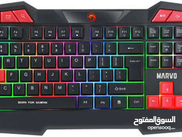 كيبورد Marvo k602 للألعاب ( مستعمل ) نظيف ومعه إضاءة RGB ويدعم جهاز : ps4 , xbox seires s & X , PC