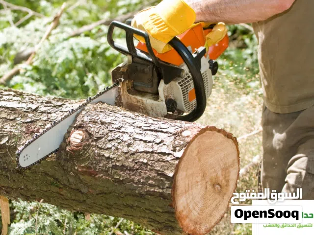 قص اشجار ونخل بالمنشار البنزين