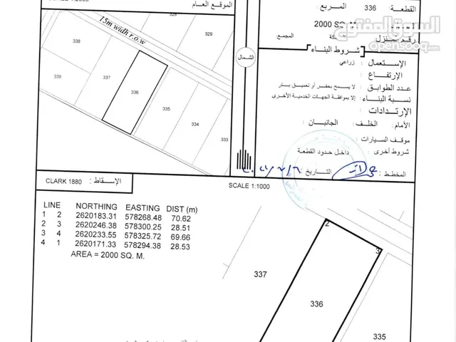 ارض زراعية للبيع في بركاء (العقدة جنوب) تصلح لبناء استراحة