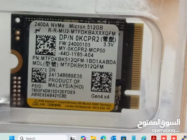 Used NVMe 512 GB and 8 GB Ram