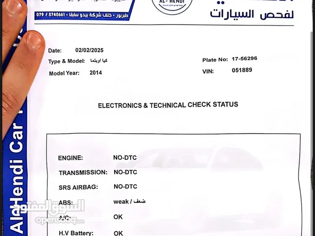 كيا اوبتيما واد الشركة موديل 2014 4جيد