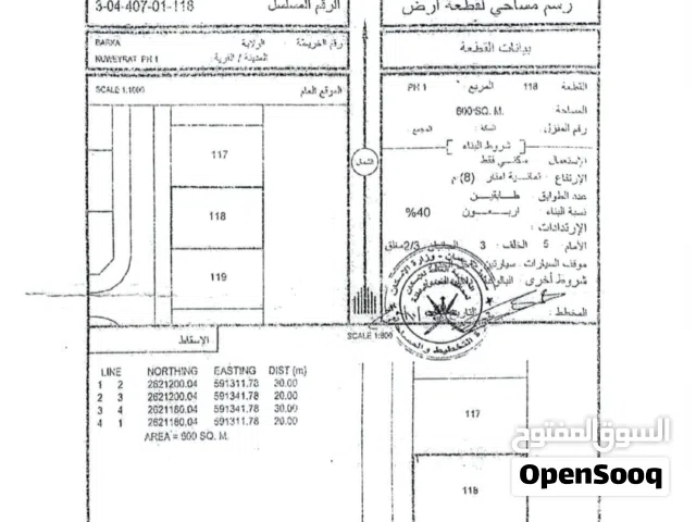 ارض سكنيه في الخويرات بركاء