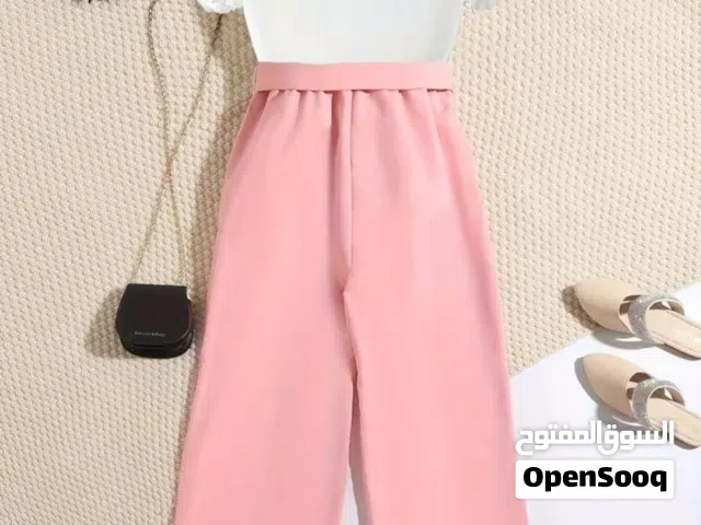 طقم بناتي تي شيرت وبنطال مريح للفتيات جديد للعيد Girls outfit T shirt and pants casual new