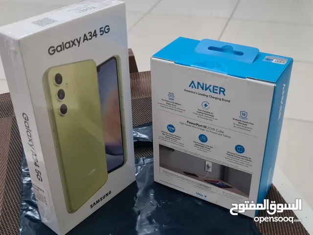 new warranty 1 year sumsung A34 128GB 5G TDRA with original andker plug  1200 dhs