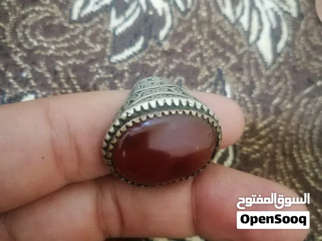 للبيع خاتم فضة 925 بحجر عقيق يماني أحمر - شغل فخم