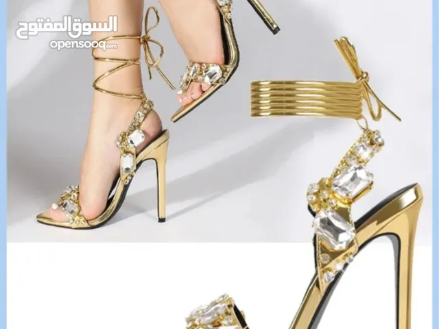 Stylish luxury stiletto sandals women's daily party gorgeous shiny gemstone pointed open toe cross
