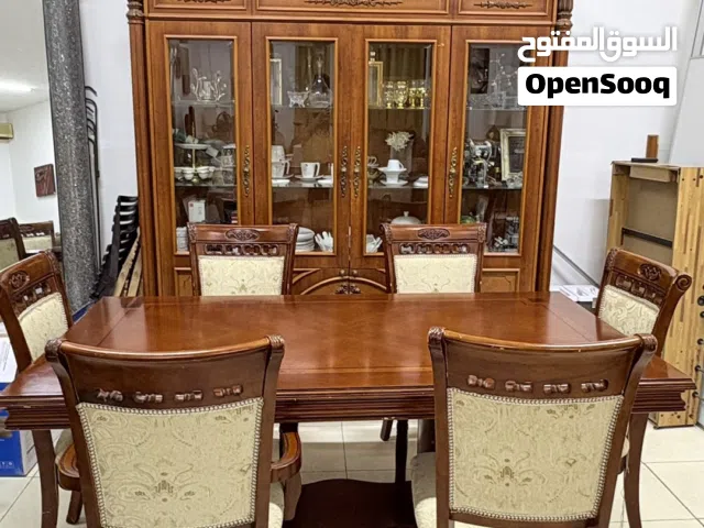 Solid Wood Dining Table with Display Cabinet - 1 Chairs Set