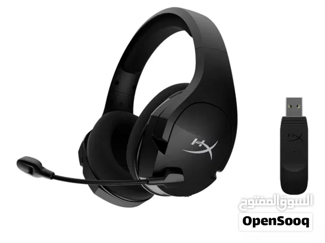 سماعات hyperx cloud wireless باللون الأسود ما فيها ولا خراب وبطاريتها تدوم معك كثير ووايرلس