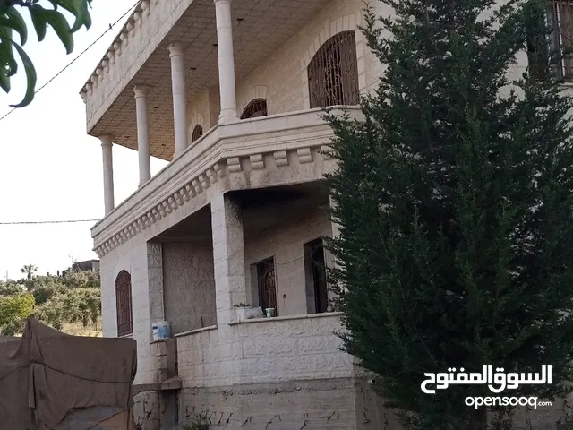 ارض مزروعة زيتون ولوزيات مساحة 4500متر مربع عليها بيت دبليكس شبه مشطب للبيع