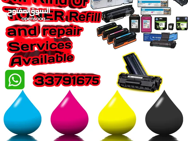 All kind of printer technician toner refill and new toner original available