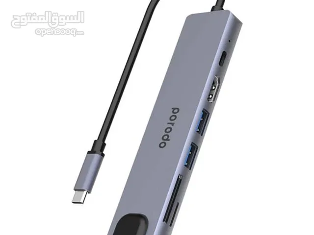موزع Porodo الذكي 7 في 1 من الألومنيوم USB-C 4K HDMI 100W توصيل الطاقة، سرعة عالية