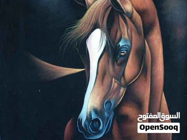 لوحة فنية فاخرة متوارثة رسمة حصان اصيل