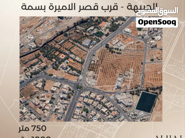 أرض مميزة للبيع في الجبيهة – بالقرب من قصر الأميرة بسمة / سكن خاص منطقة فلل 880 م