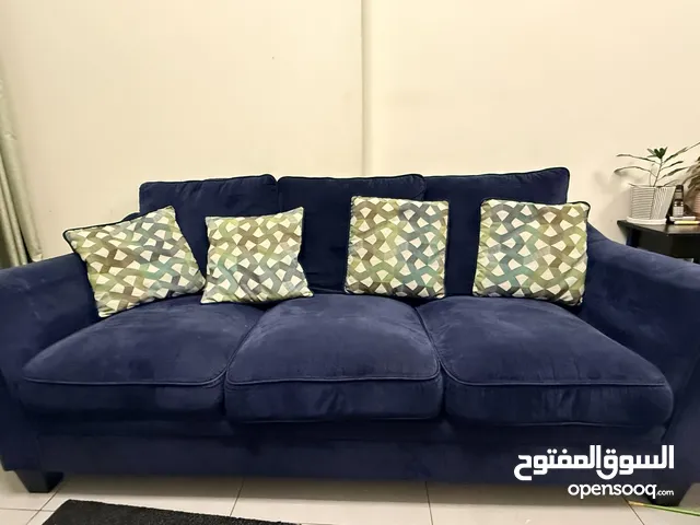 Pan Home Blue Color 3 seater Sofa with 4 Cushions