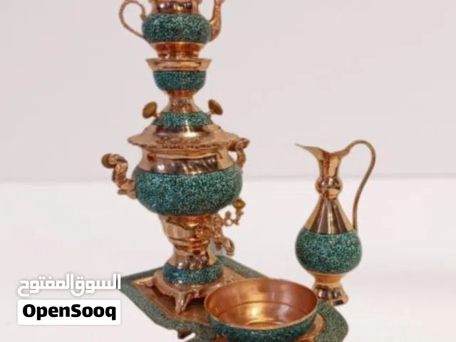 طقم من الحرف اليدوية الايرانية فن التطعيم بالفيروز   Iranian Turquoise laid with copper set