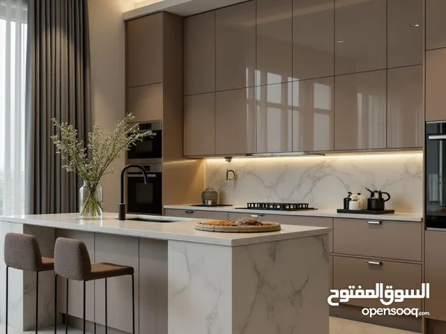 مطابخ خشب والمنيوم مودرن تصميمات حديثة وراقية جودة المانية وكفالة كويتية امية بالمية