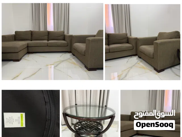 Home Centre Sofa Set + Glass center Table