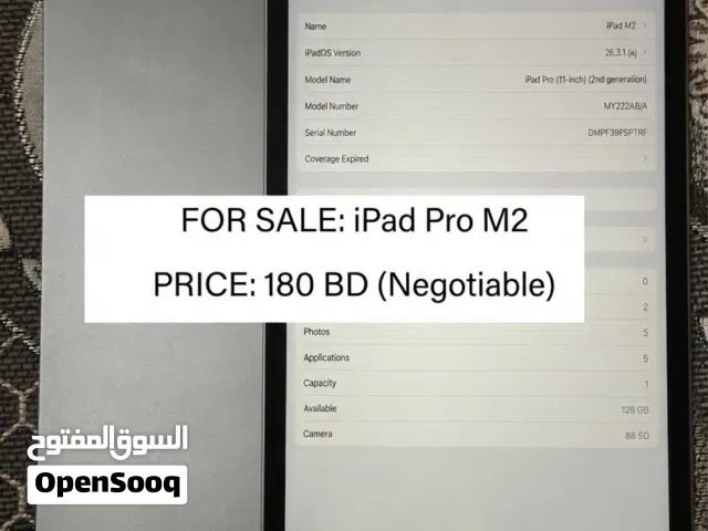 ipad pro M2 argent for sale  ايباد برو m2 للبيع