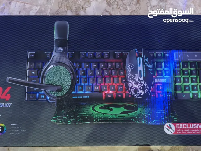 طقم كيبورد وماوس مع جلدة قيمنك نظيف وجديد، إضاءة RGB وسعر مناسب جداً للبيع أفضل طقم ألعاب