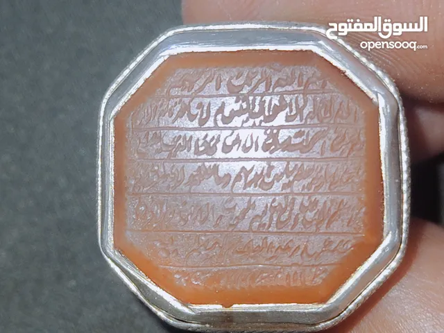 خاتم عقيق يماني مخطوط اية الكرسي صياغه يدويه