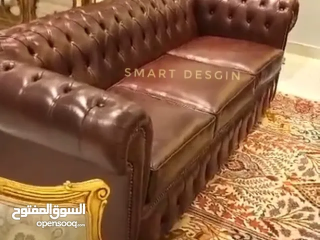 كنبه استقبال مكتبى جلد مستورد كابوتنيه من خشب الزان الأحمر قمه في الفخامه