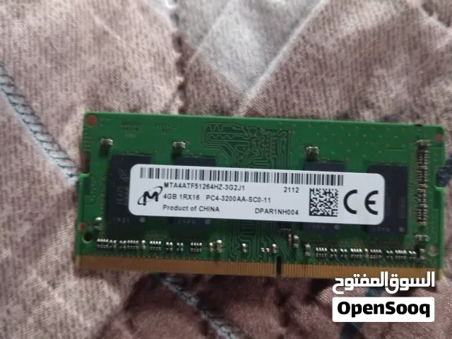 للبيع رام لاب توب DDR4 بحجم 4 جيجا (قطعتين متوفرات بمواصفات ممتازة)للبيع رام لاب توب DDR4 بحجم 4GB