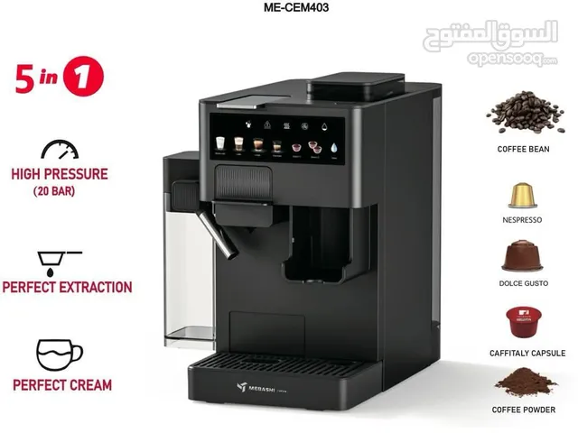 5-in-1 multi-function coffee machine Available at AVENUES MALL .20 bar pressure delivery available.
