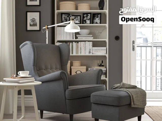Wing Chair With Footstool, Nordvalla dark grey