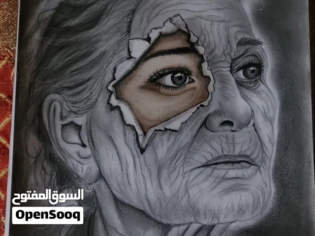 لوحة سريالية أصلية: تجاعيد الحكمة ونظرة الشباب