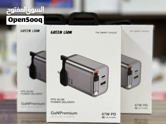 شاحن جدراي مع سلك مدمج  67 واط Green Lion GaNPremium 67W PD Charger
