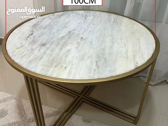 Large coffee table with top marble and metal leg