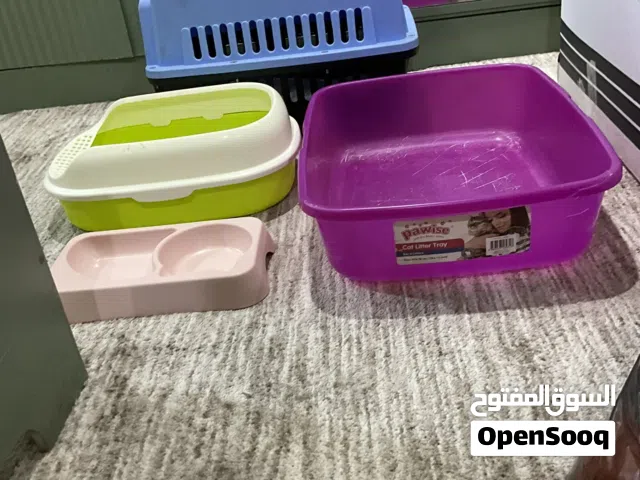 Cat litter boxes and food plate